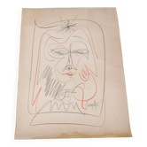Drawing Gilbert Giuliani dit Gianangelli vintage