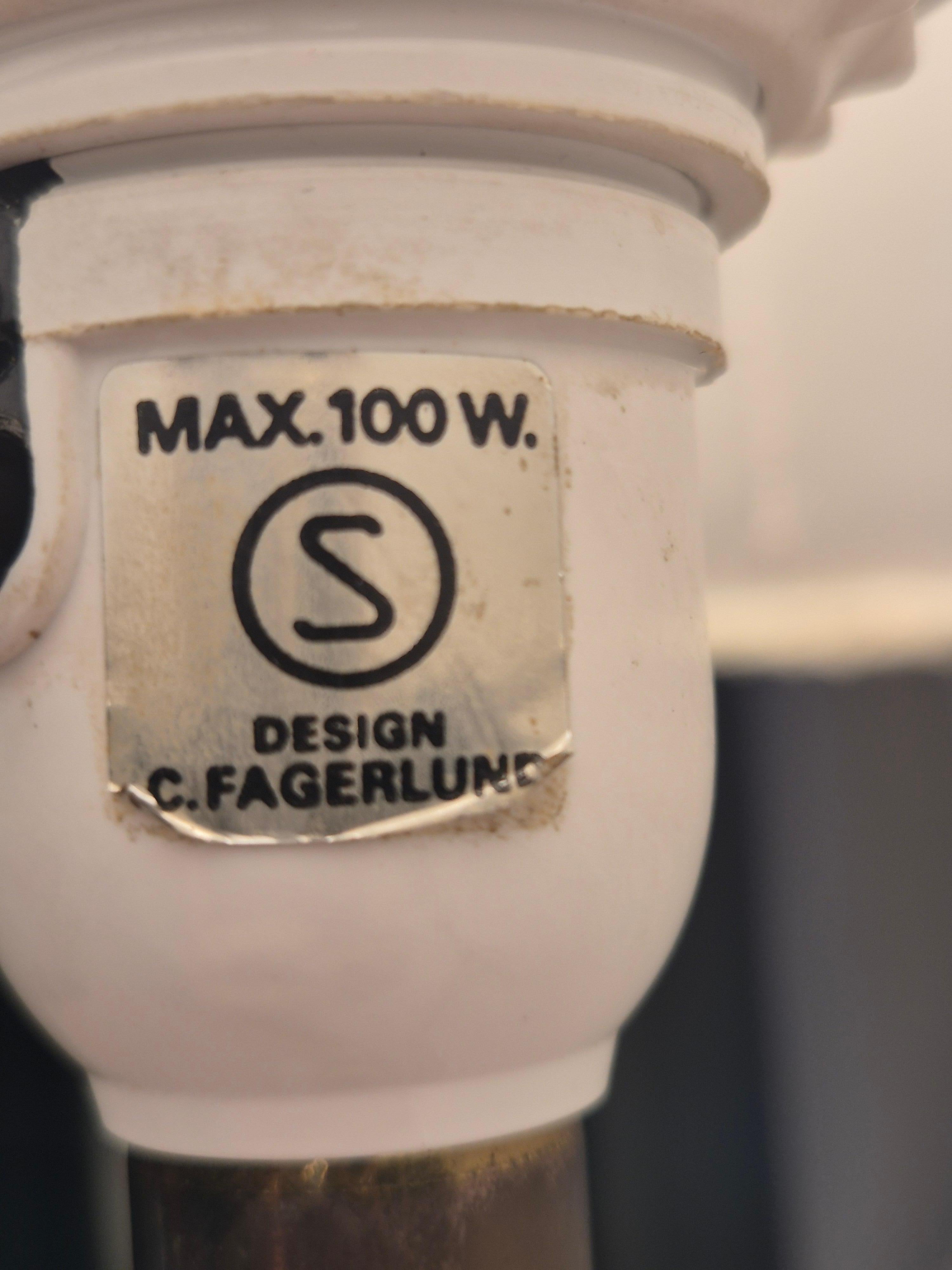 Timeless Pair of Scandinavian Modern Table Lamps with Orrefors Glass and Brass