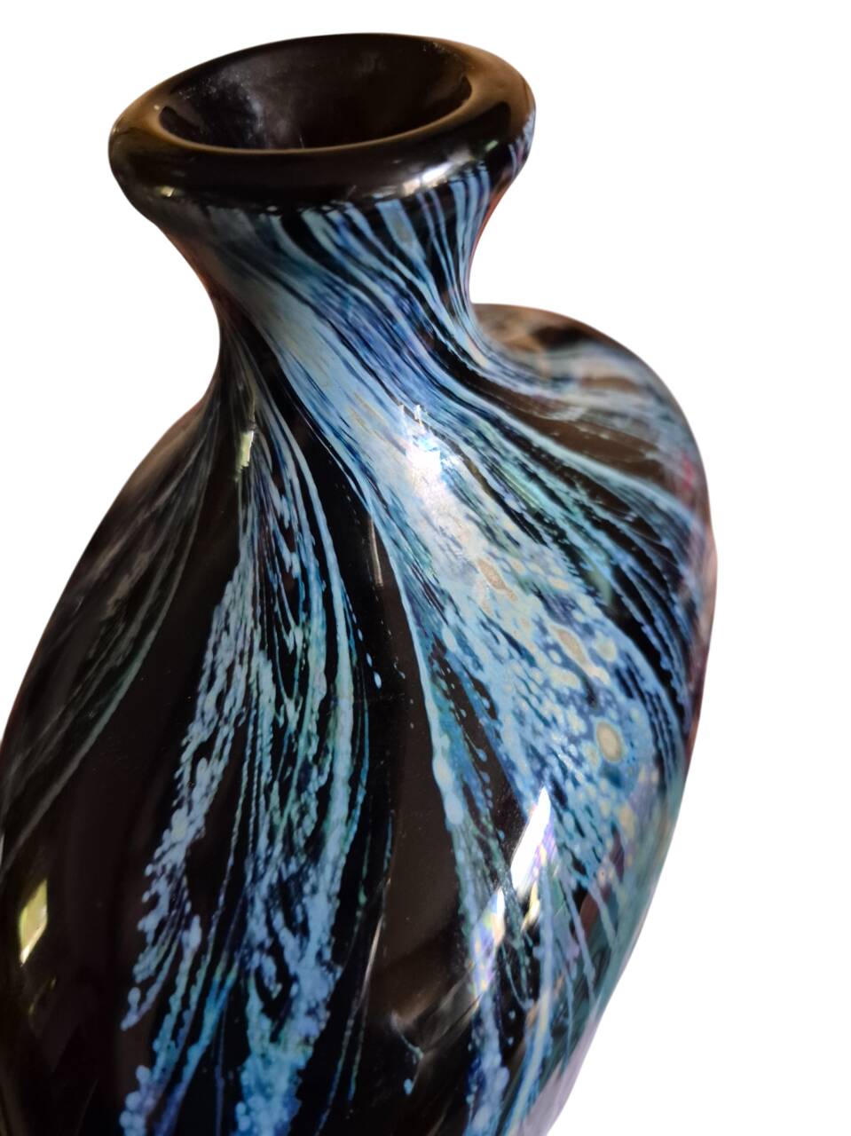 vase oblong larochére noire et bleu avec  XX siècle