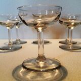 Six old blown glass champagne cups