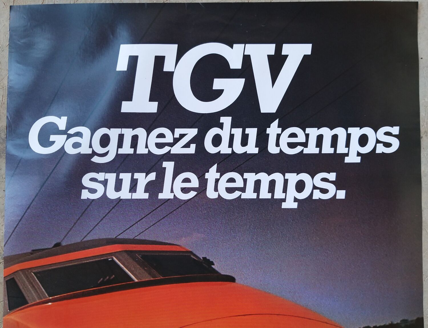 Original old SNCF poster "TGV save time" 1981