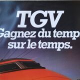 Original old SNCF poster "TGV save time" 1981