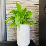 White vintage vase in opal glass