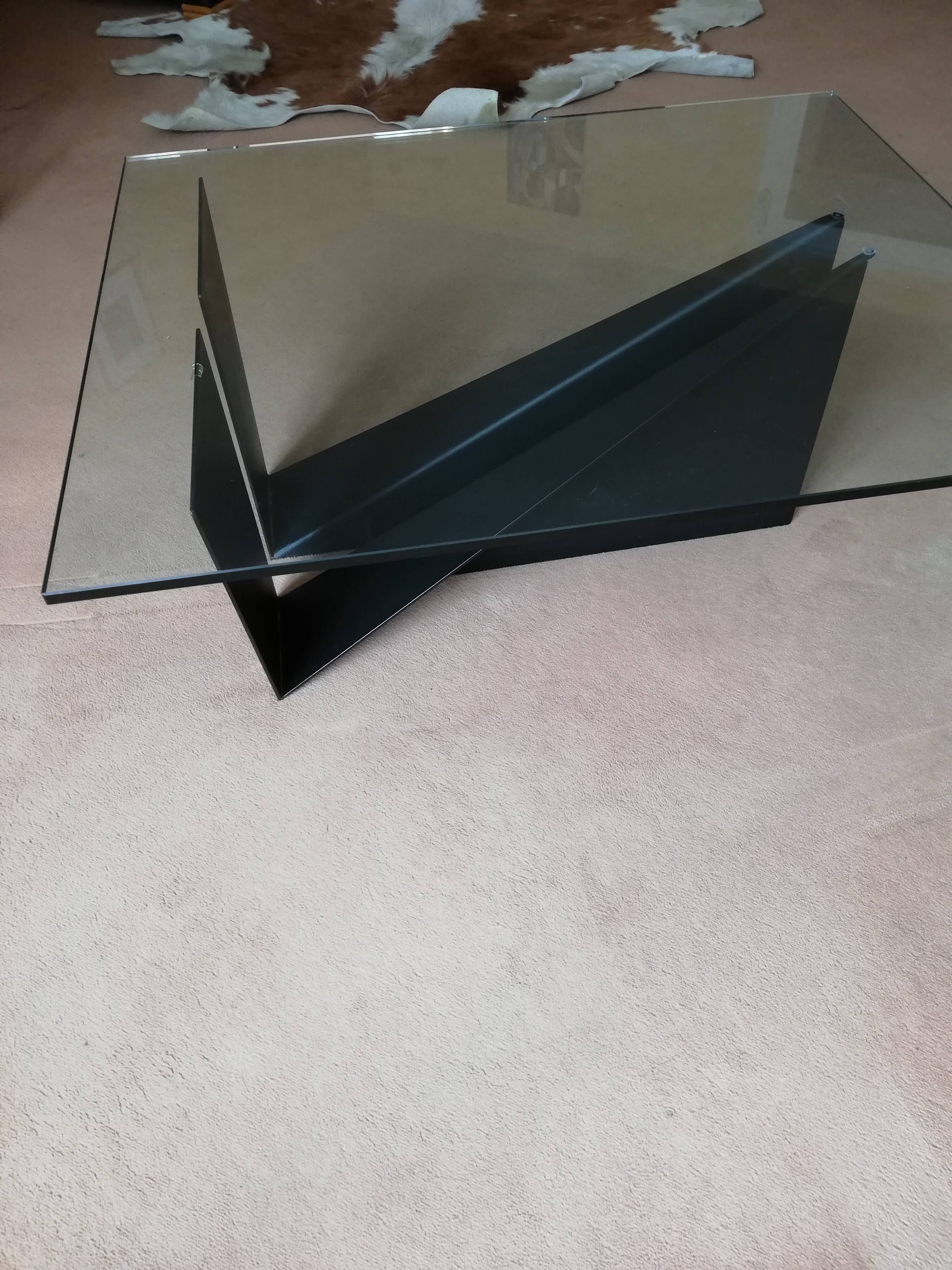Black metal and glass coffee table
