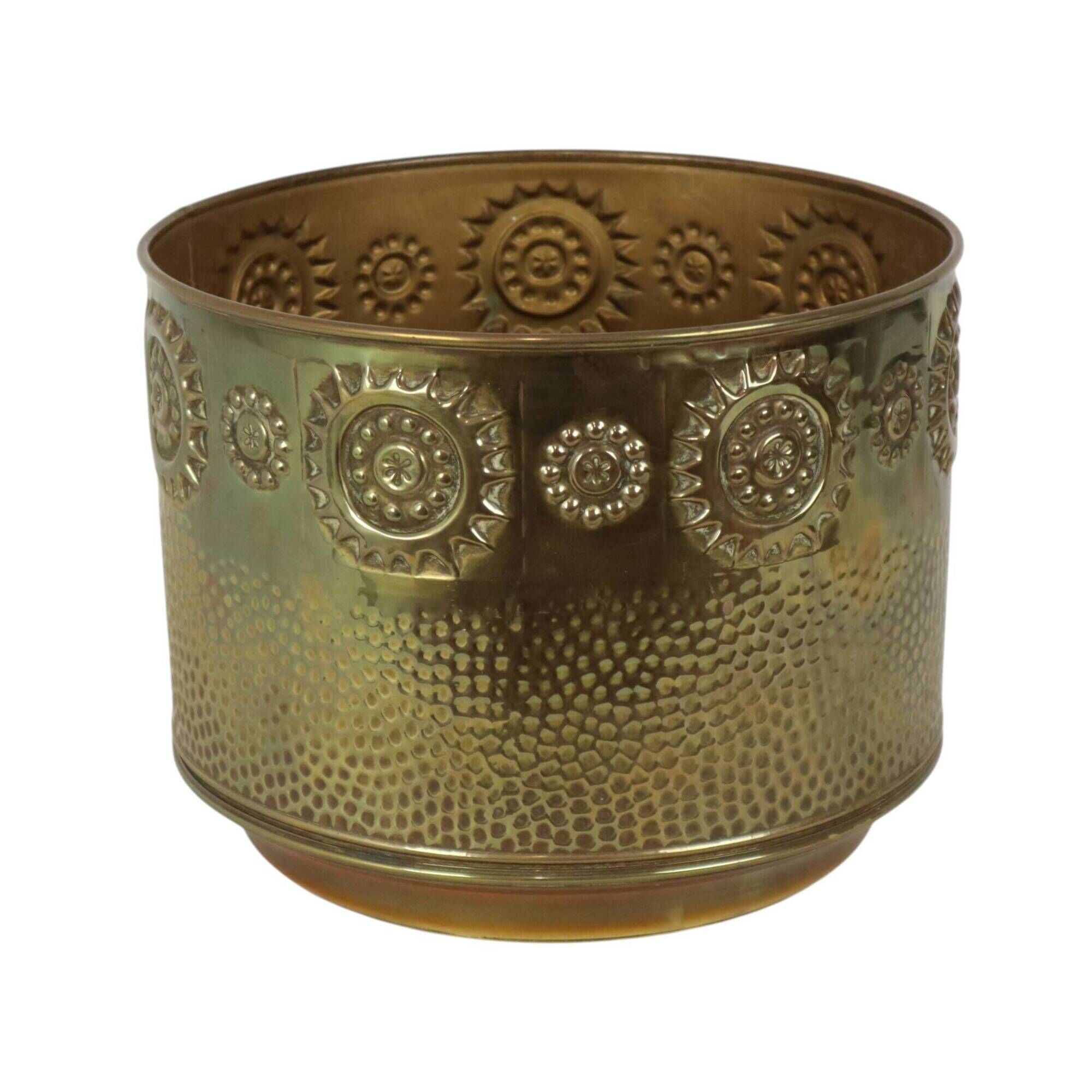 Large Brass Jardinière / Firewood Bin with Repoussé Work