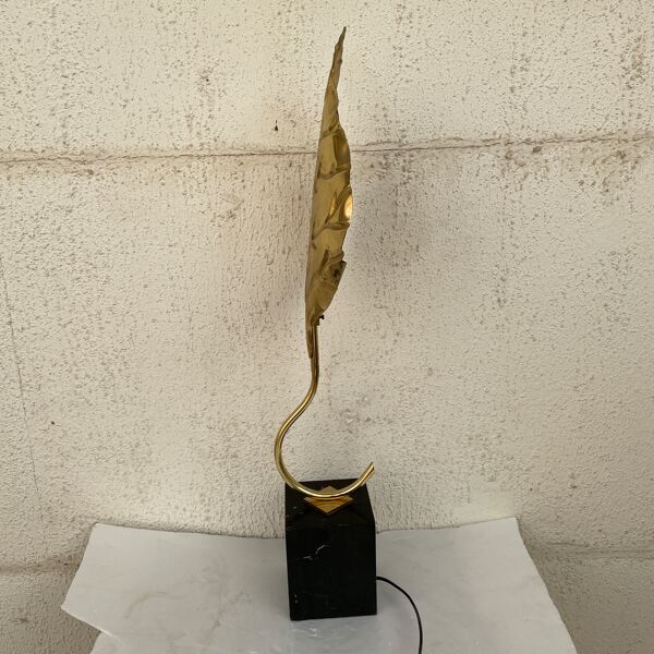 Lampe fleur dorée design 1970