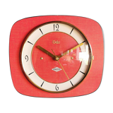 Vintage formica clock rectangular silent wall clock "Odo red"