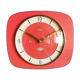 Vintage formica clock rectangular silent wall clock "Odo red"