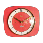 Horloge formica vintage pendule murale silencieuse rectangulaire "Odo rouge"