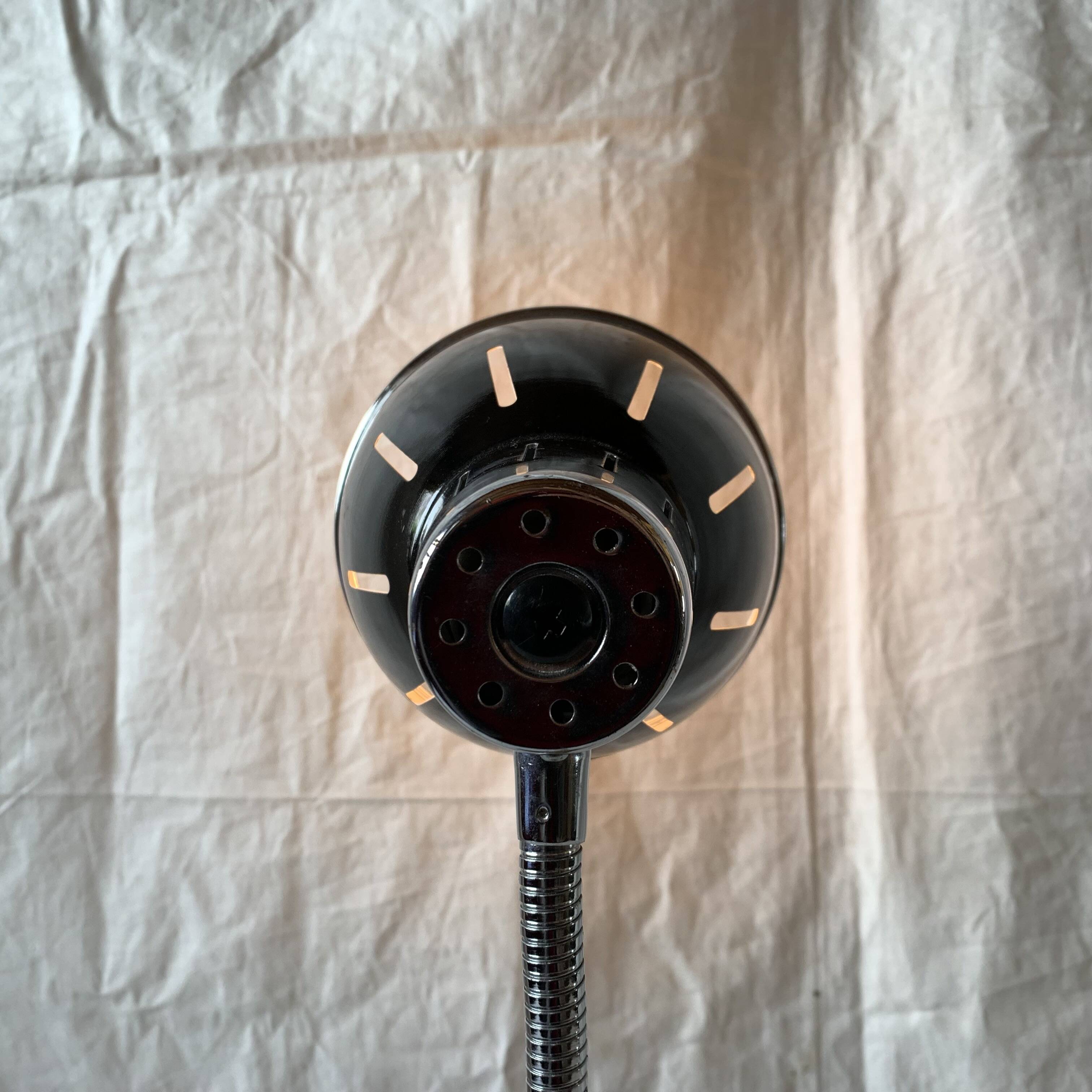 Vintage flexible desk lamp in black and chrome metal