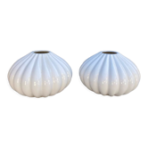 Pair of 2 polylobed round vases