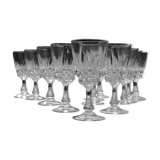 12 antique crystal stemmed glasses