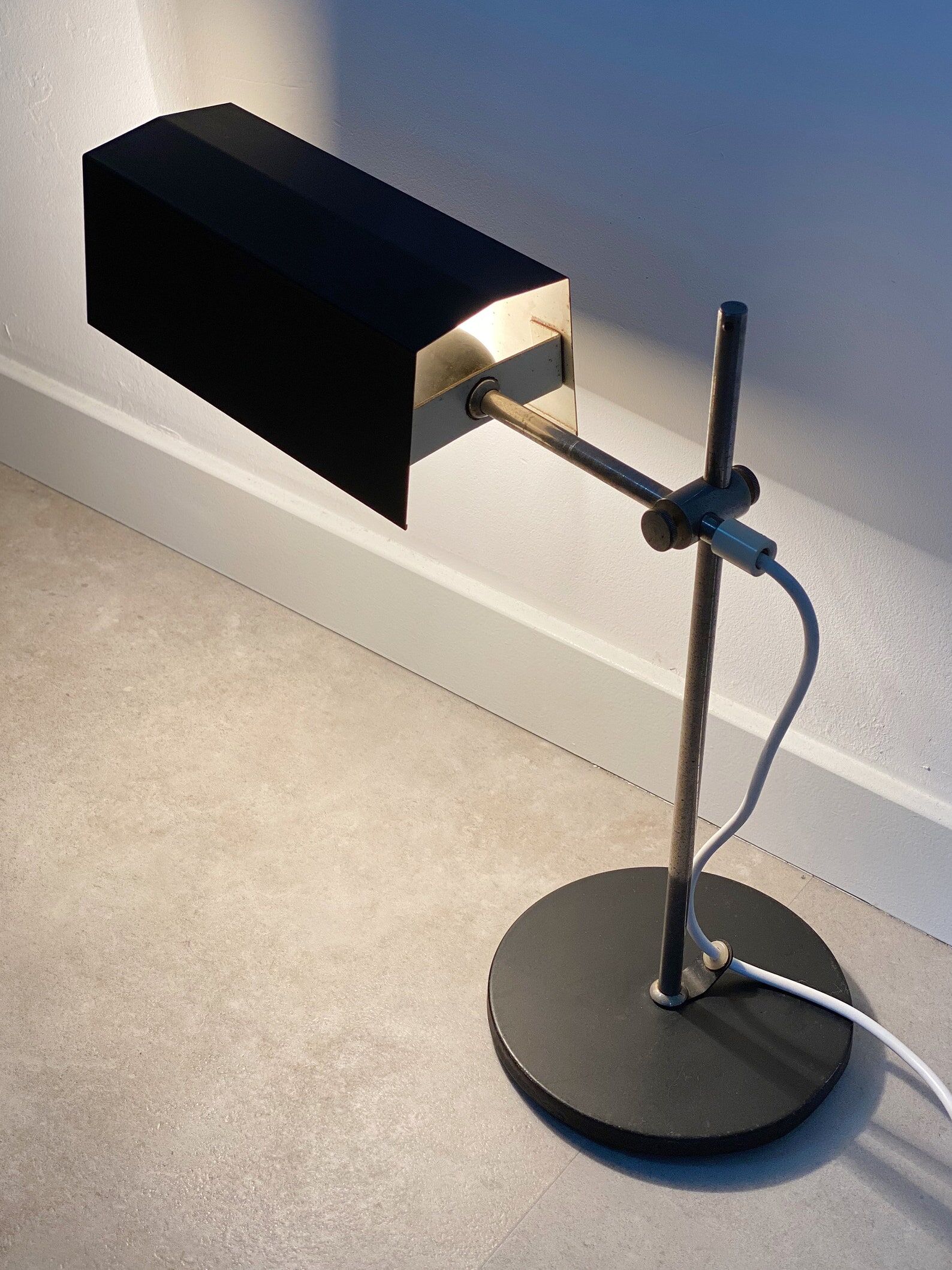 Mid century desk lamp with a rectangular shade