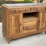 Renovated art deco sideboard in solid oak and marble