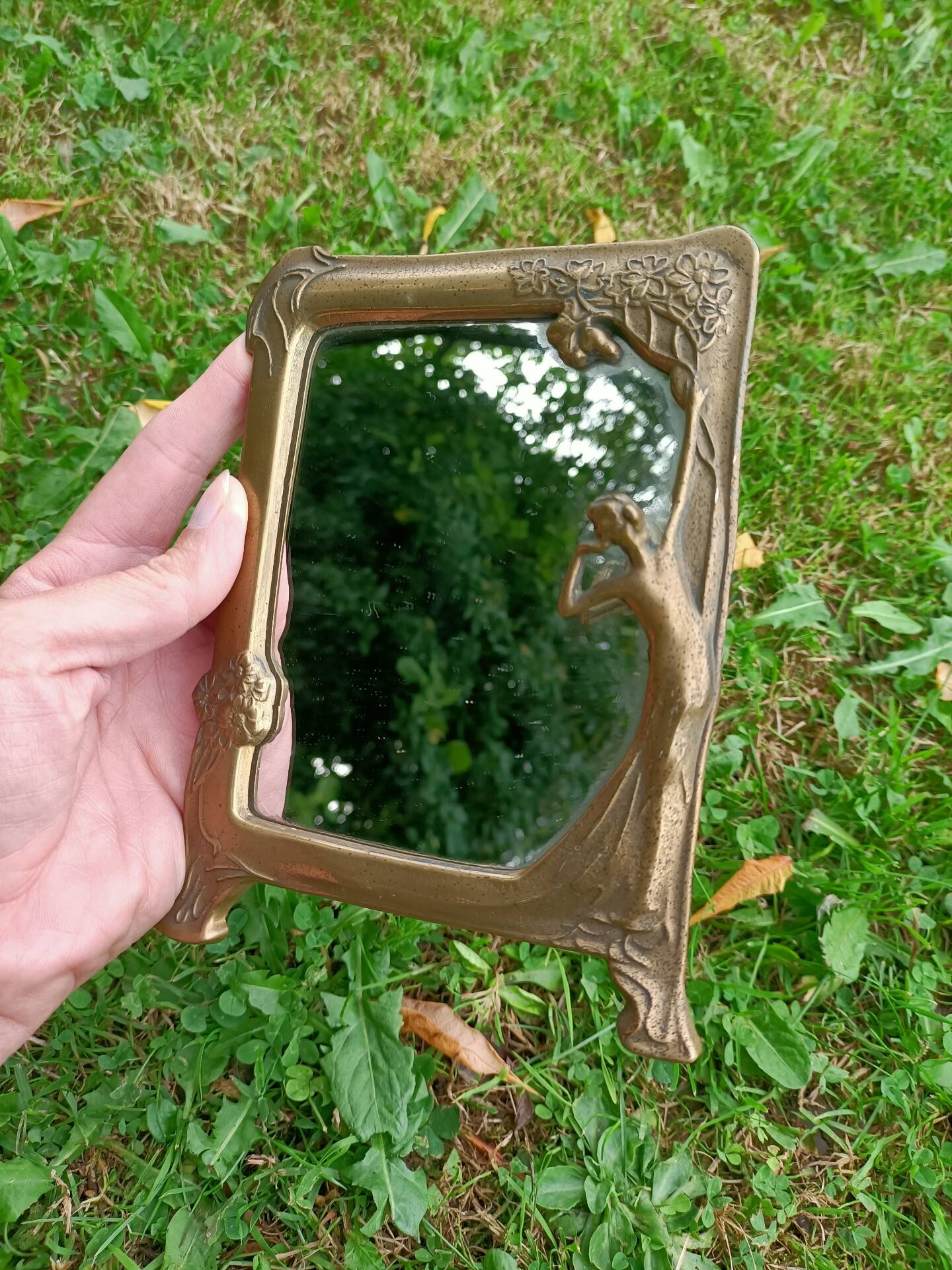 Brass retro mirror The Lady of the Lake