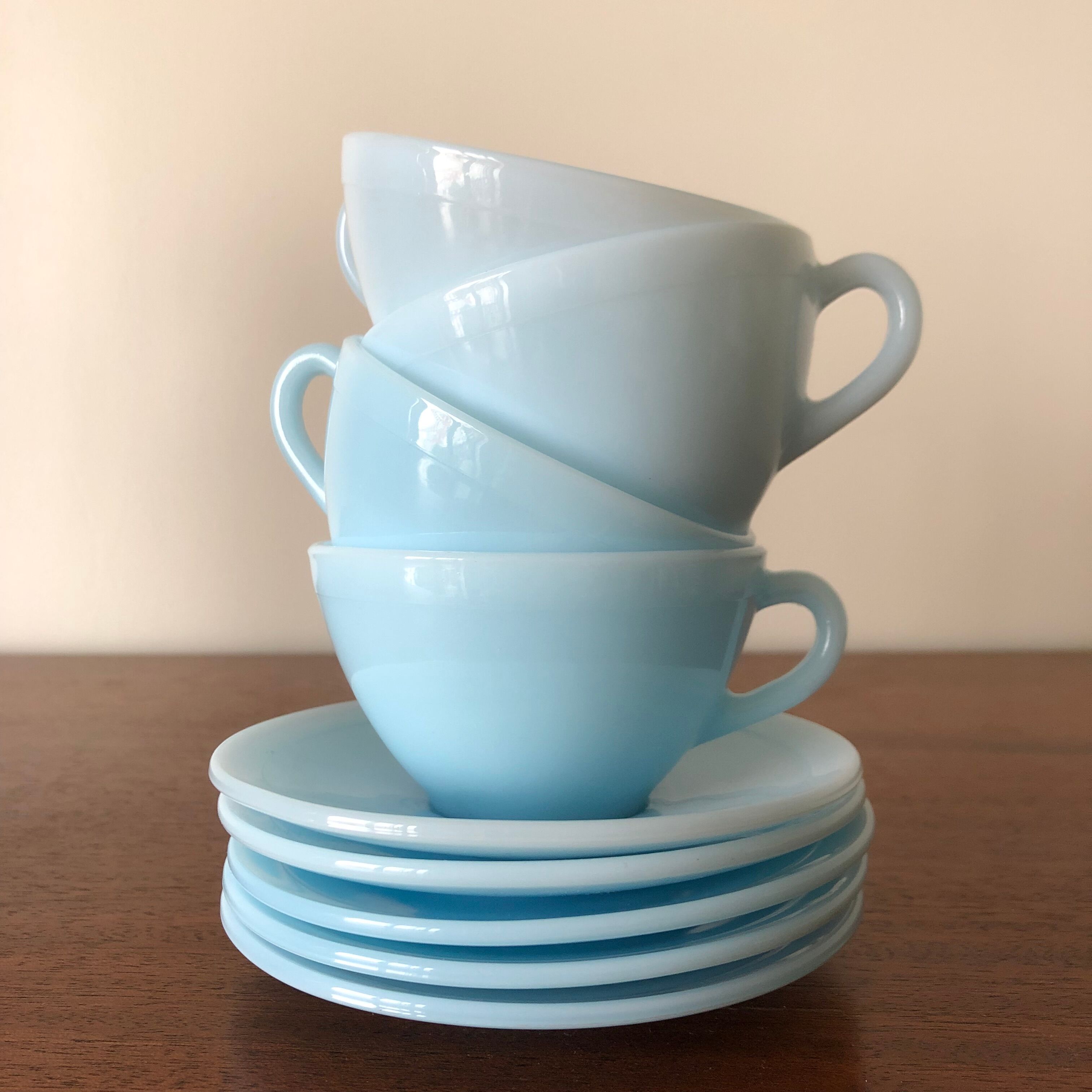Lot de 4 tasses et soucoupes Duralex vintage