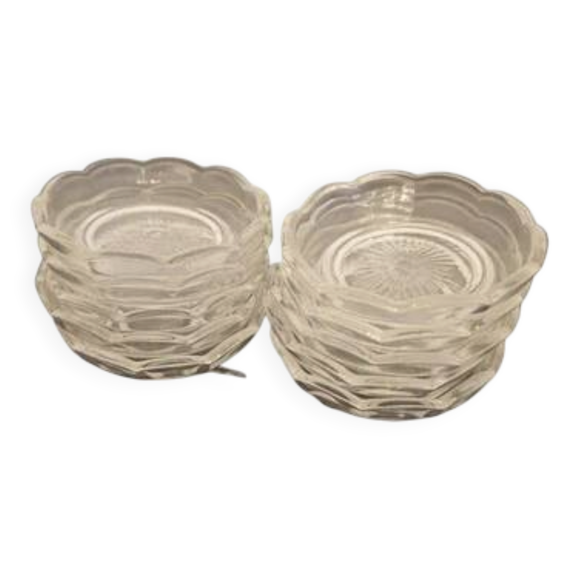 Set of 10 small crystal bowls from Val Saint Lambert.
