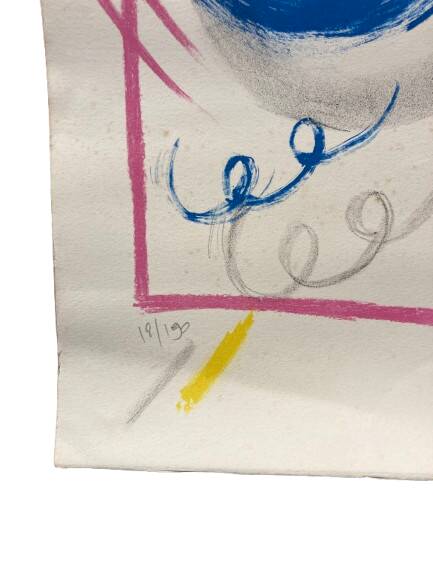 Technique mixte abstraite sur papier, signée Berry