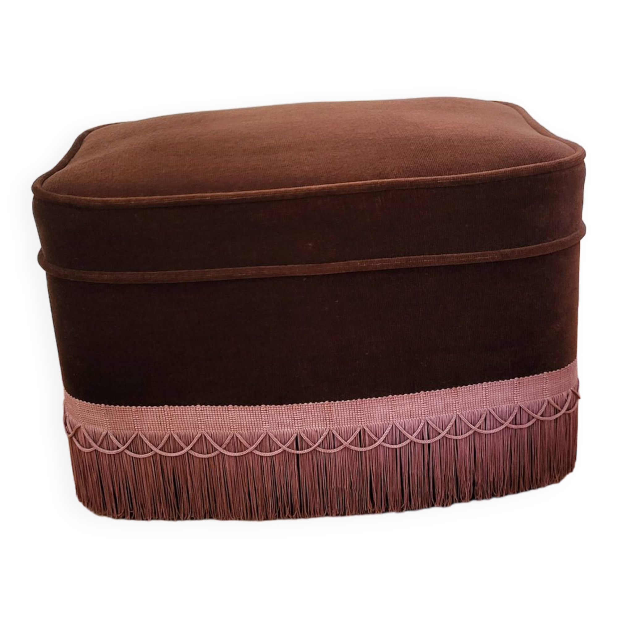 Burgundy velvet pouf