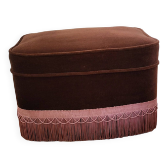 Burgundy velvet pouf