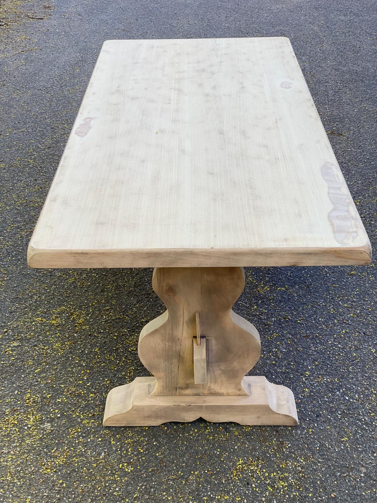 Renovated monastery dining table in ash, 180cm.