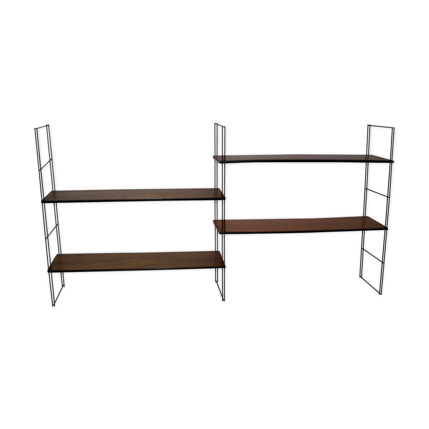 Modular metal and  wood shelves 70s