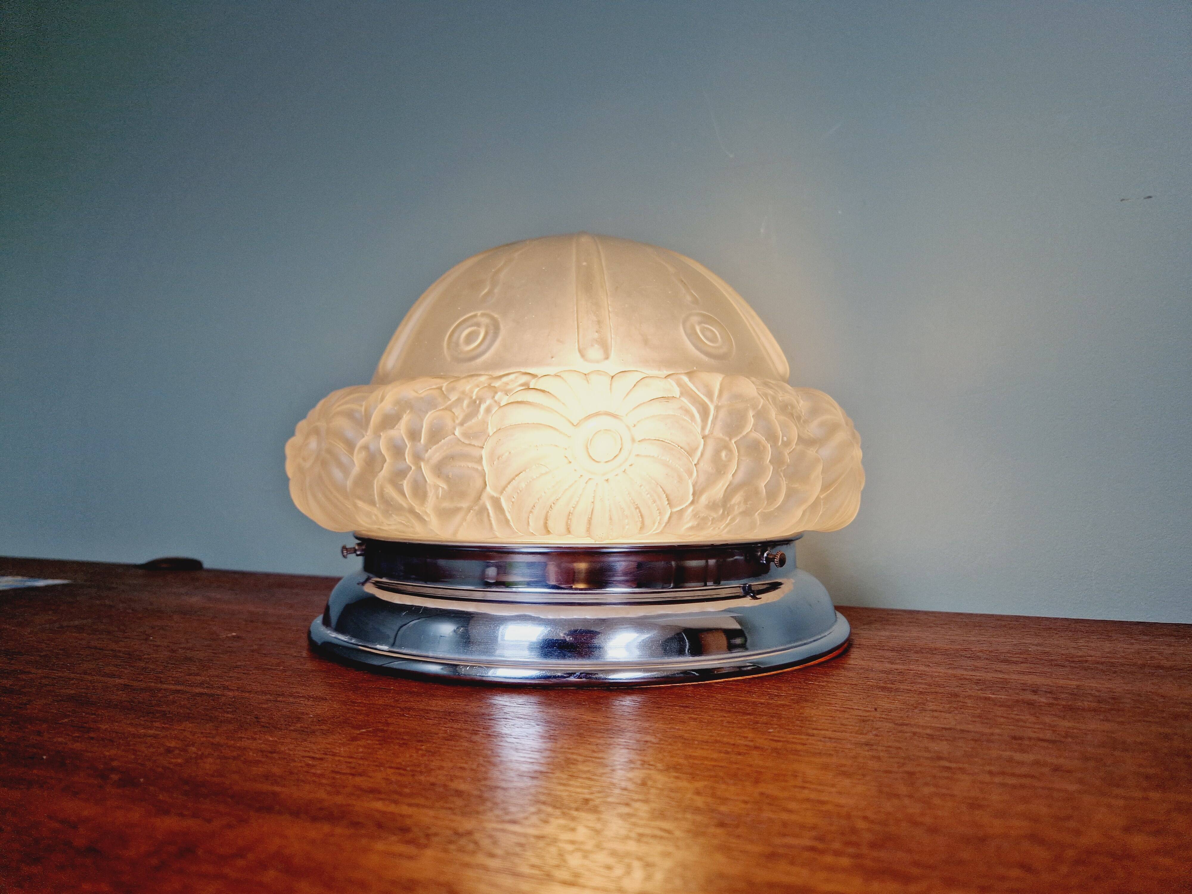 Art Deco ceiling lamp in satin glass, 1920s-30s