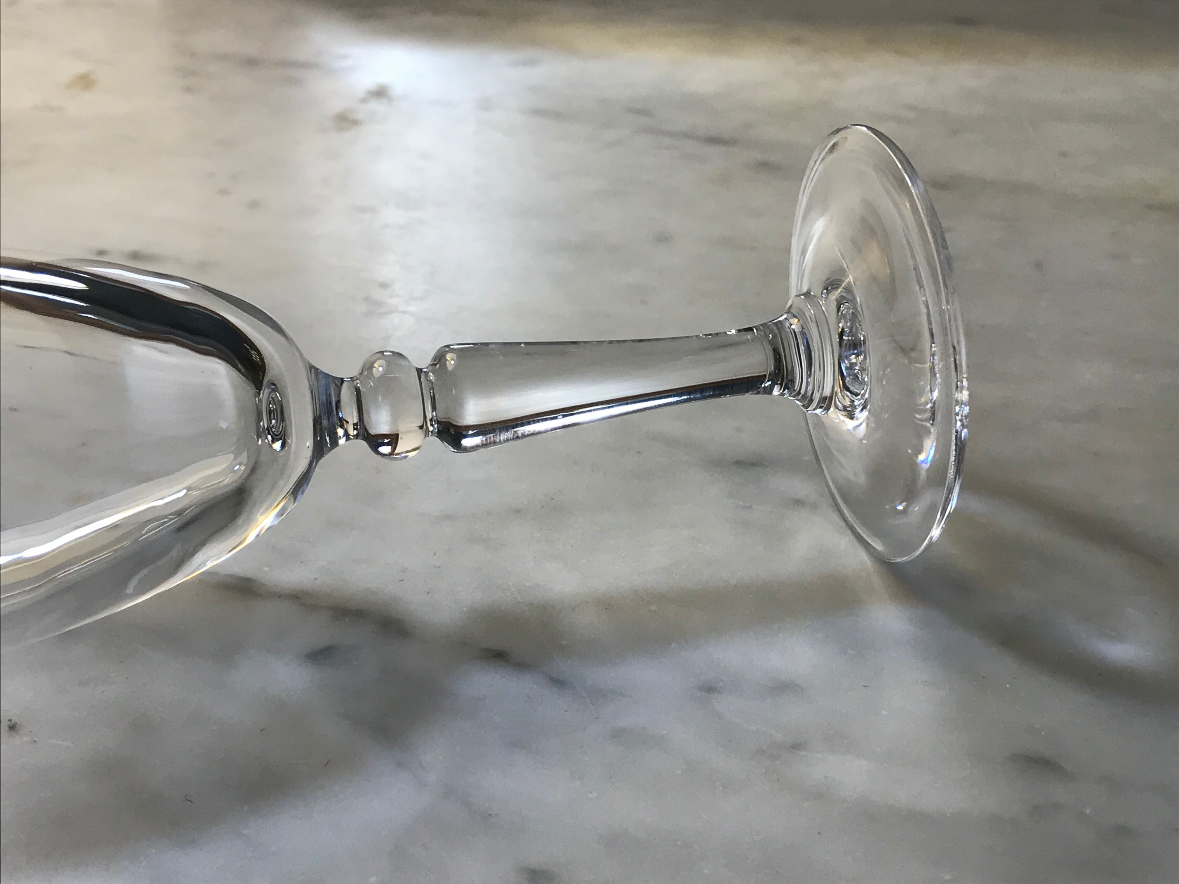 Six crystal champagne flutes