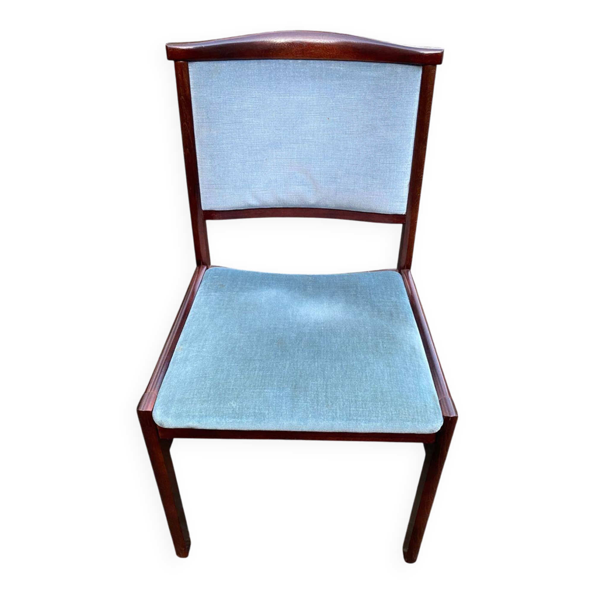 Scandinavian chair in solid teak and blue velvet from the 1960s