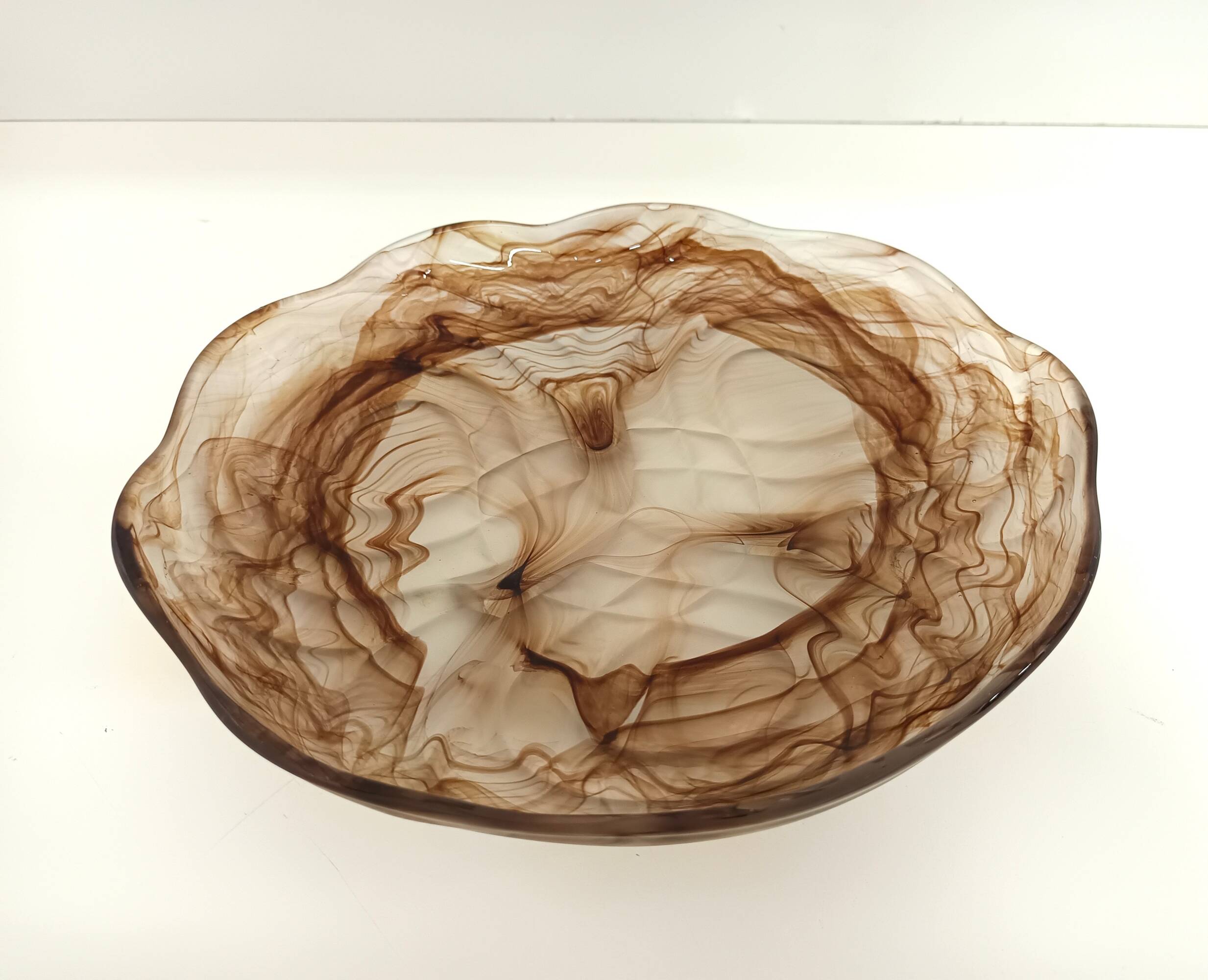 Sepia Cloud Glass Bowl or Centerpiece mod. Rotterdam by Walther & Sohne