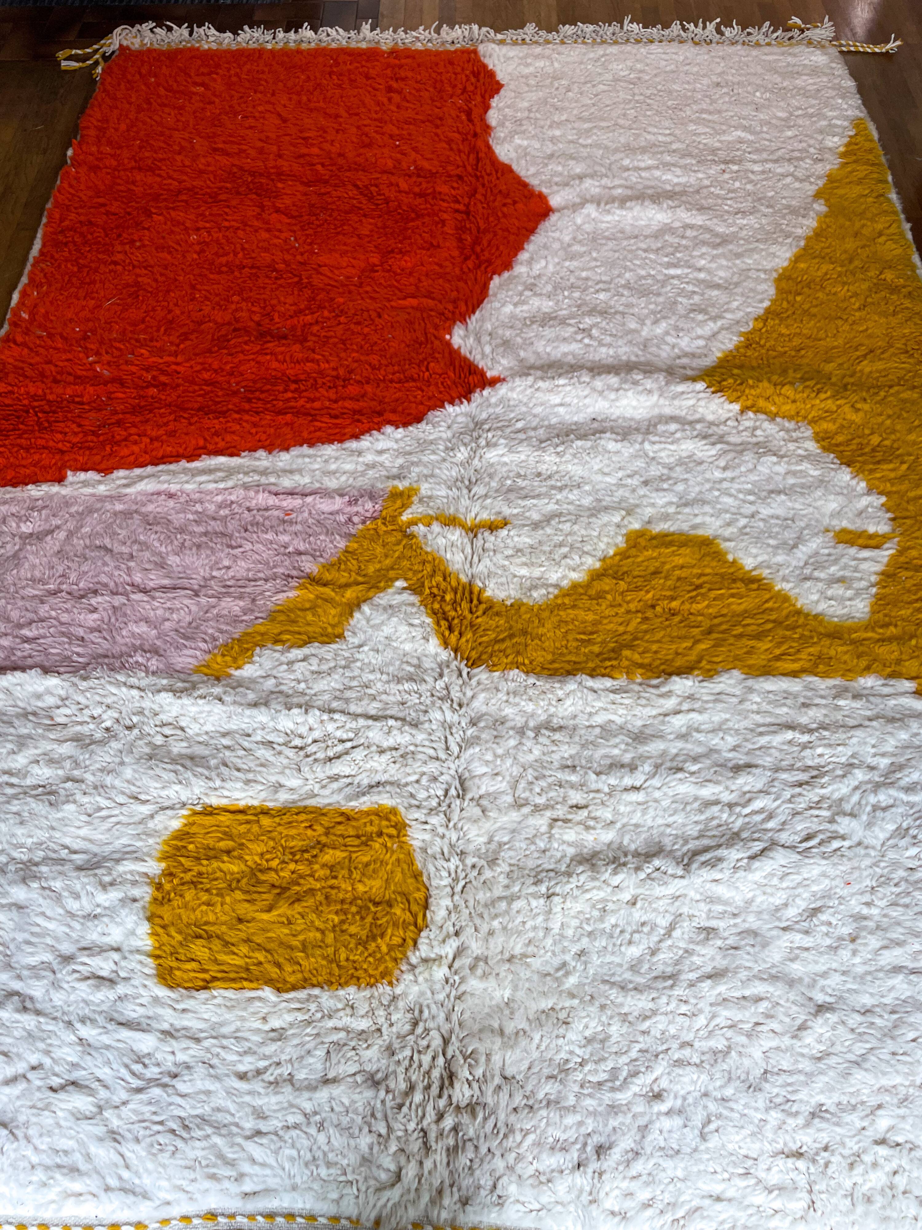 Moroccan carpet blessed ouarain orange yellow pink modern
