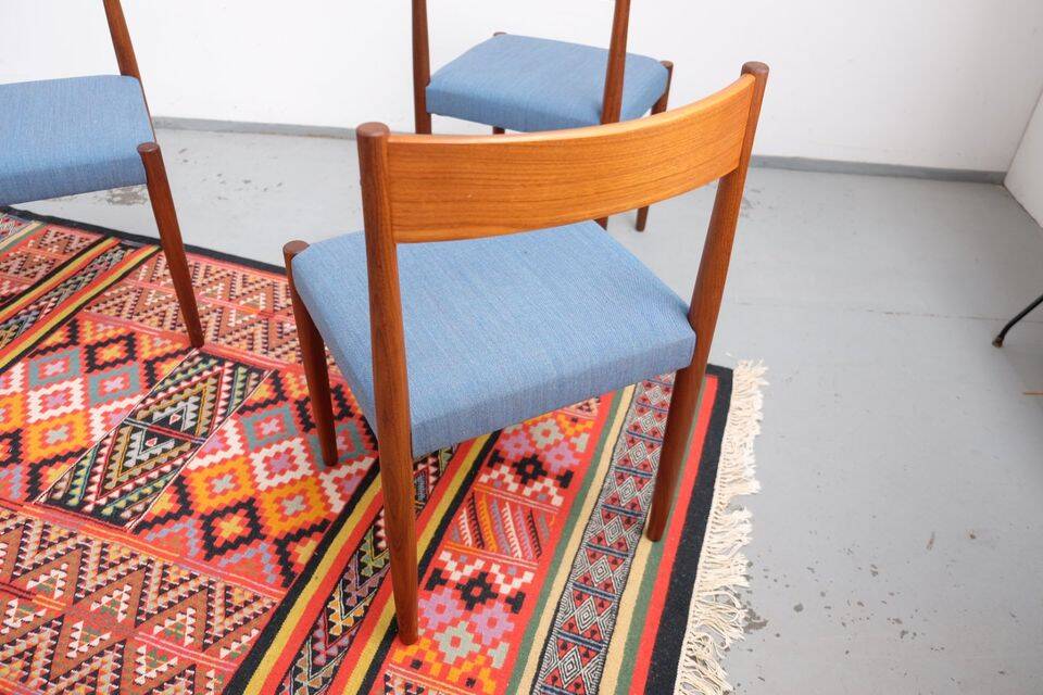 4 Danish Mid-Century style dining chairs | Teak | Kvadrat fabric