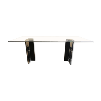 Dining table Italian design perspex marble and glass circa 1970