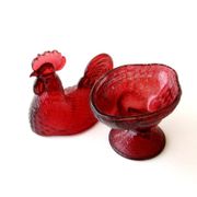 Old candy or sugar maker in red glass