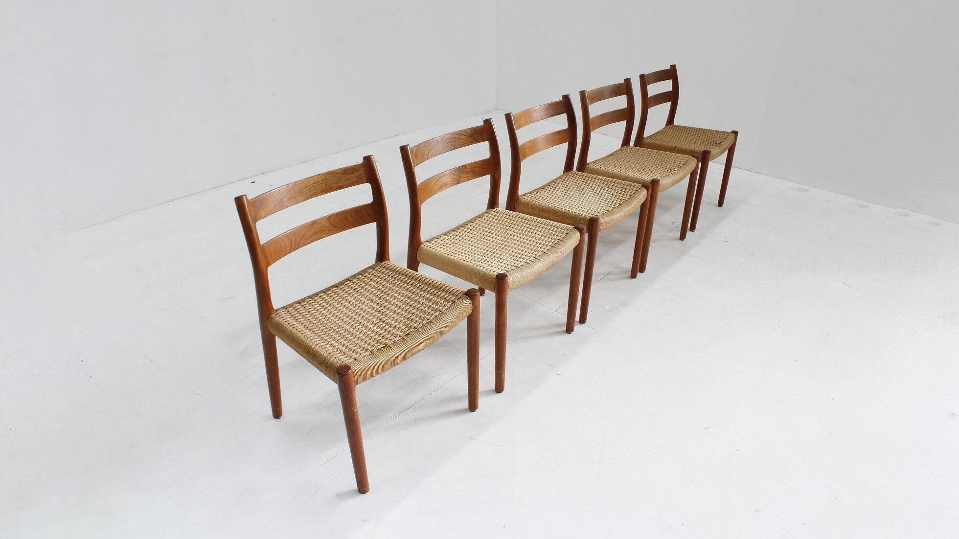 Vintage Danish dining room chairs by Niels Otto Moller model 84 set of 5