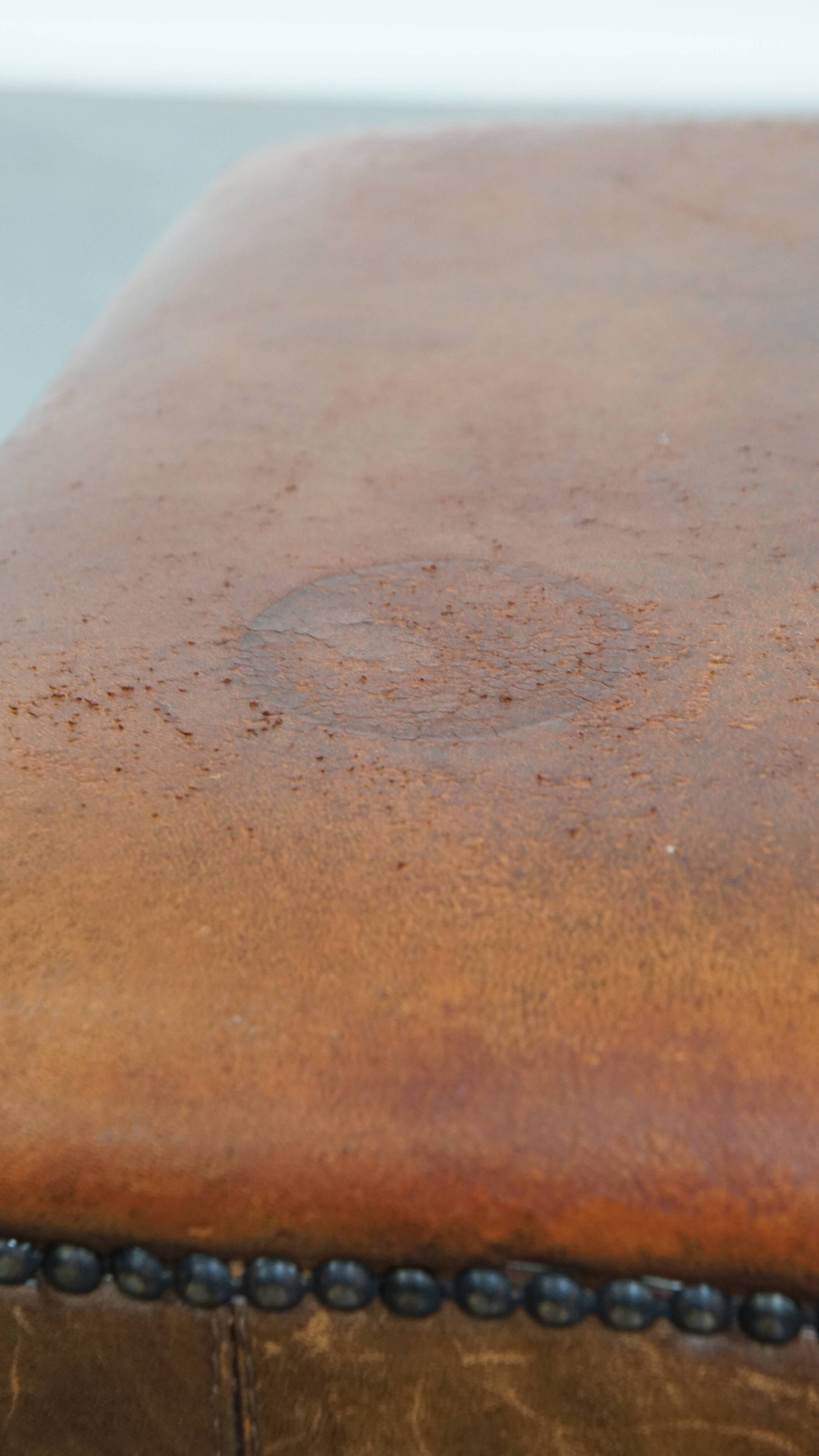 Vintage Sheepskin Leather Ottoman