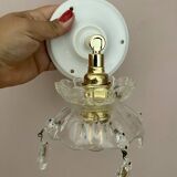 Applique abat-jour vintage en verre  et pampilles anciennes