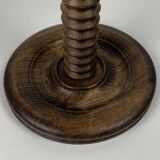 Brutalist Wood Turned Wine Press Side Table in the style of Charles Dudouyt