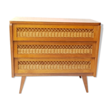 Chest of drawers wood and rattan 60s