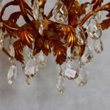 6-light bronze and Bohemian crystal chandelier, early 20th century