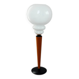 Modern table lamp, 1970s, metal, wood and glass, E27