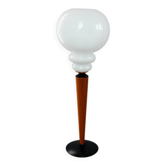 Modern table lamp, 1970s, metal, wood and glass, E27