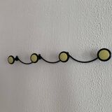 Vintage 1960s coat rack yellow banana mural 4 hooks - 65 x 7 cm