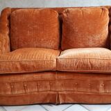 Orange velvet two-seat sofa