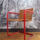 Chaise cantilever rotin et métal design 1980