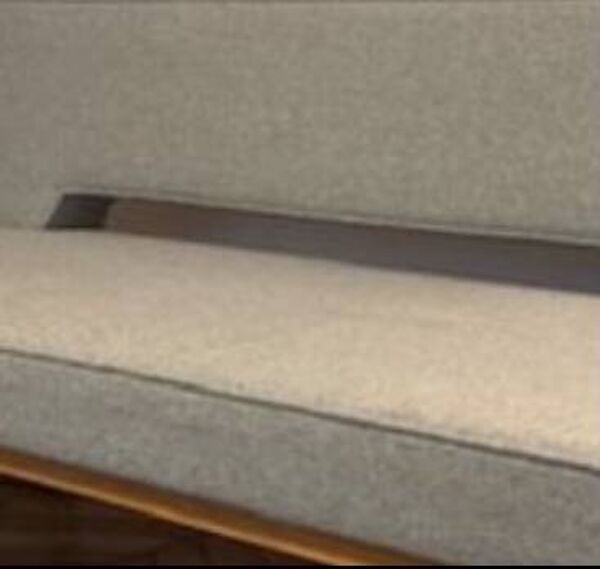 Canapé scandinave vintage, banquette scandinave vintage en teck, canapé en laine