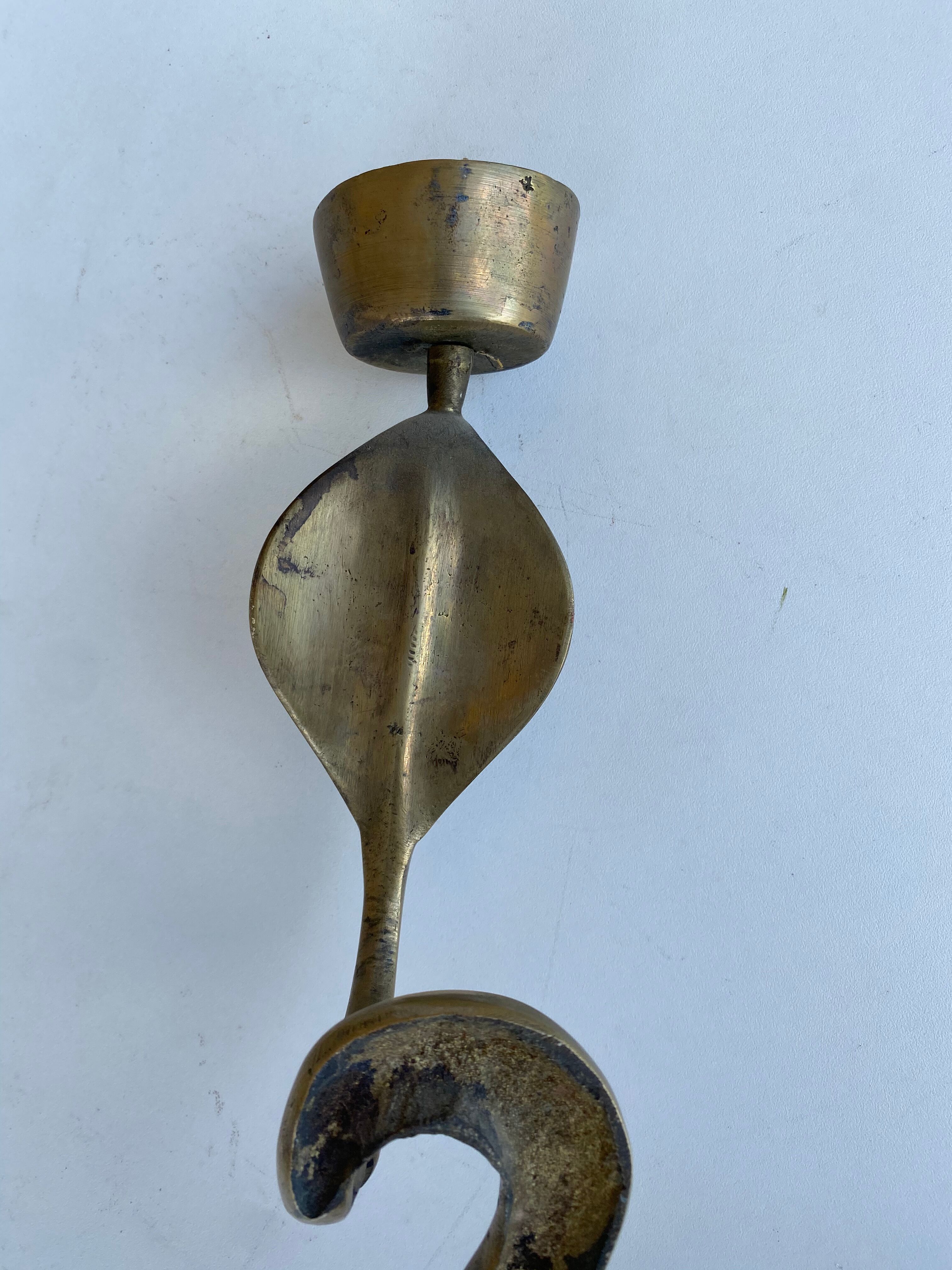 1970 Snake Bronze Candlestick