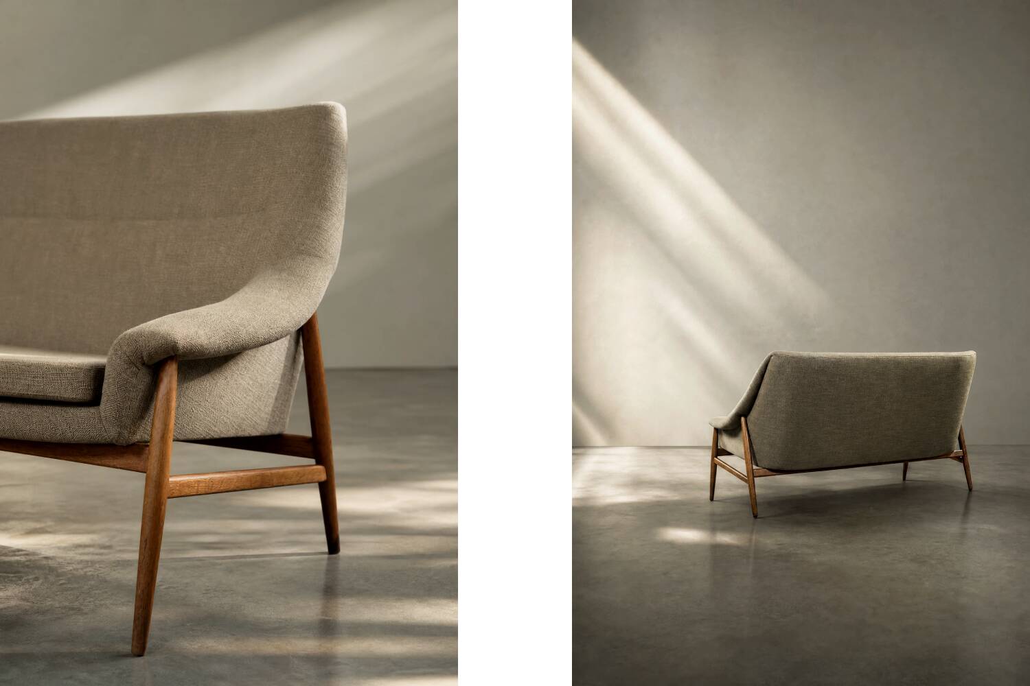 Mid-Century Scandinavian Modern 2Seater Brown Fabric Grace Sofa  from Ikea
