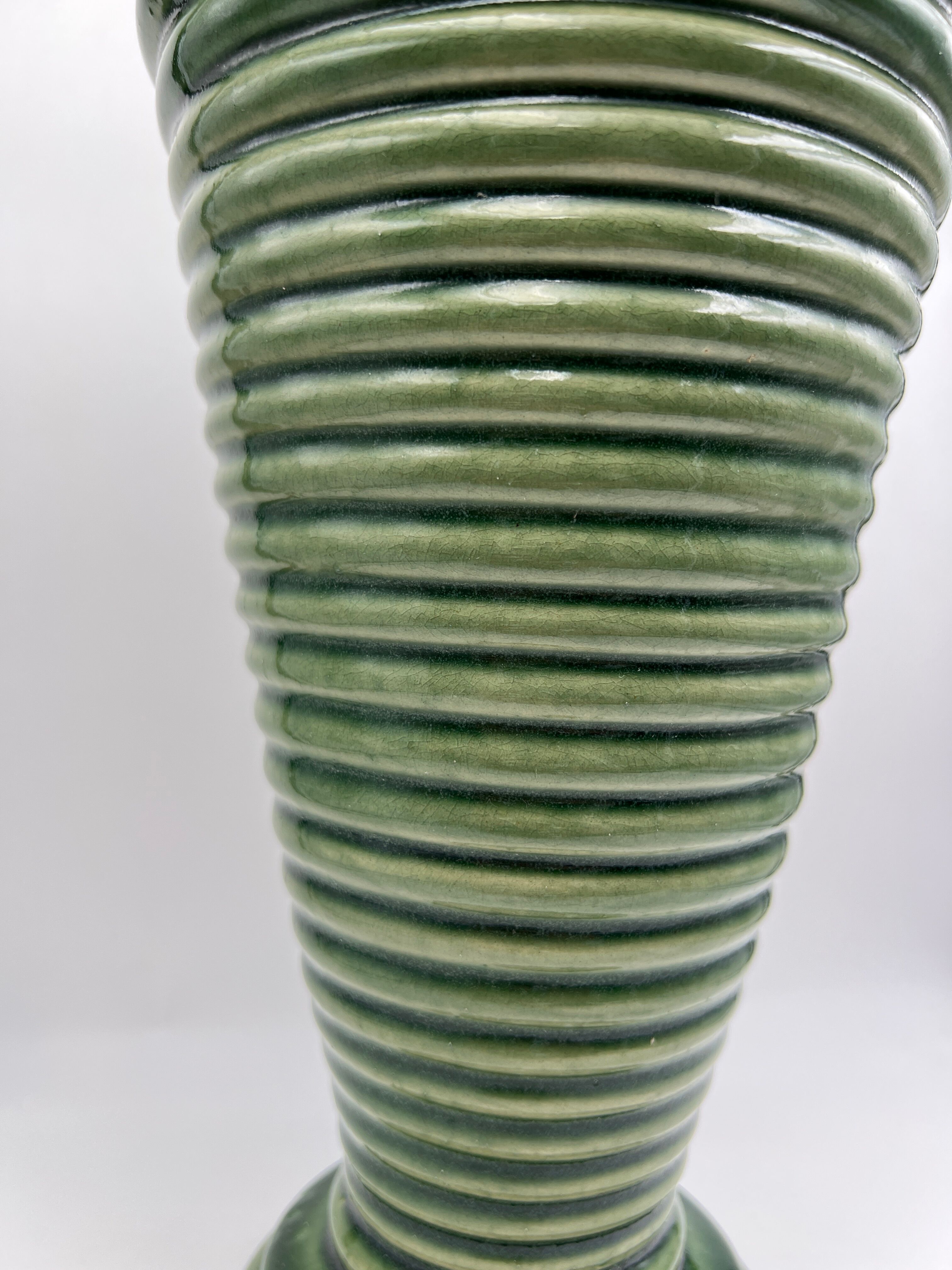 Green ceramic vase