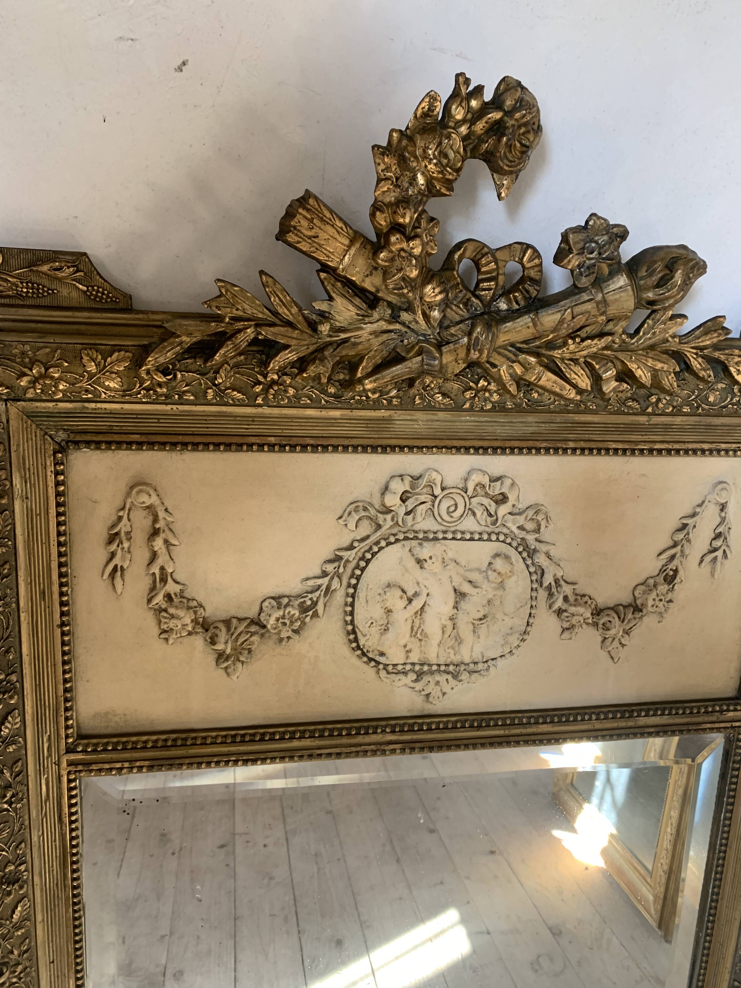 Gilded trumeau fireplace mirror